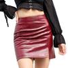 Bestgift Women's PU Skirt Open Half-Body Skirt Slim Elastic Leather Skirt Wine red XS view 1