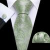 Barry.Wang Men Ties Paisley Woven Silk Necktie Set with Pocket Suqare Cufflinks Formal view 3