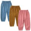 3 Pieces Kids Cotton Linen Elastic Casual Trousers Baby Boys Girls Summer Fall Basic Loose Long Baggy Harem Pants (2-3T,3PC Solid K,US,2 Years,3 Years,Age) view 1