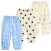 3 Pieces Kids Cotton Linen Elastic Casual Trousers Baby Boys Girls Summer Fall Basic Loose Long Baggy Harem Pants (4-5T,3PC Floral C,US,4 Years,5 Years,Age) view 1