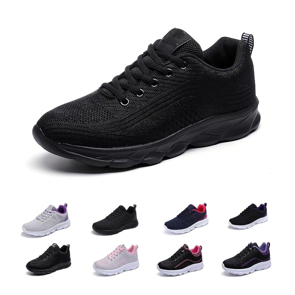 2024 Women's Air Cushion Sneakers, Non Slip Walking Sneakers Running Shoes for Women, Women Orthopedic Sneakers (B-Black, Adult, Women, 9.5, Numeric, US Footwear Size System, Medium)