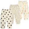 3 Pieces Kids Cotton Linen Elastic Casual Trousers Baby Boys Girls Summer Fall Basic Loose Long Baggy Harem Pants (2-3T,3PC Floral A,US,2 Years,3 Years,Age) view 1