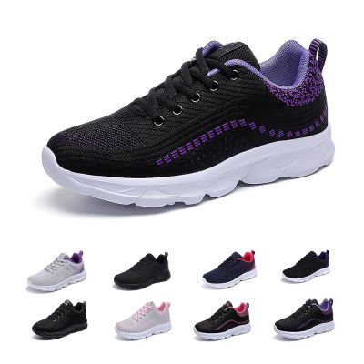 2024 Women's Air Cushion Sneakers, Non Slip Walking Sneakers Running Shoes for Women, Women Orthopedic Sneakers (C-Black Purple, Adult, Women, 5, Numeric, US Footwear Size System, Medium)