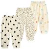 3 Pieces Kids Cotton Linen Elastic Casual Trousers Baby Boys Girls Summer Fall Basic Loose Long Baggy Harem Pants (4-5T,3PC Floral A,US,4 Years,5 Years,Age) view 1