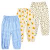 3 Pieces Kids Cotton Linen Elastic Casual Trousers Baby Boys Girls Summer Fall Basic Loose Long Baggy Harem Pants (4-5T,3PC Floral I,US,4 Years,5 Years,Age) view 1
