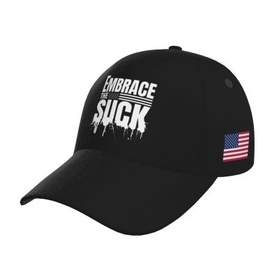 ADTEMP Embrace The Suck Outdoor Curved Brim Baseball Hat Sandwich Hat with Buckle Casual Mesh Hat Black