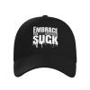 ADTEMP Embrace The Suck Outdoor Curved Brim Baseball Hat Sandwich Hat with Buckle Casual Mesh Hat Black view 2