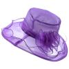 YOLAI Womens Organza Church Hats Elegant Bowknot Wedding Hats Wide Brim Sun Hat for Tea Party (Hot Pink, One Size) view 1