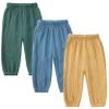 3 Pieces Kids Cotton Linen Elastic Casual Trousers Baby Boys Girls Summer Fall Basic Loose Long Baggy Harem Pants (3-4T,3PC Solid J,US,3 Years,4 Years,Age) view 1