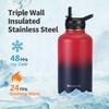 WixByti 64 oz Insulated Water Bottle with Straw (Cold for 48 Hrs), Half Gallon Stainless Steel Triple Wall Vacuum Sports Water Jug, Leakproof Hydro Cup Flask with Straw Spout Lids & DIY Stickers view 2
