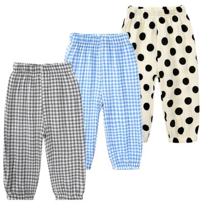 3 Pieces Kids Cotton Linen Elastic Casual Trousers Baby Boys Girls Summer Fall Basic Loose Long Baggy Harem Pants (5-6 Years,3PC Floral B,US,5 Years,6 Years,Age)