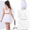 Bezioner Girls Tennis Skirt A-Line Pleated Skirt with Shorts Pocket Skort for Golf Athletic (White,6-7 Years) view 3