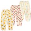 3 Pieces Kids Cotton Linen Elastic Casual Trousers Baby Boys Girls Summer Fall Basic Loose Long Baggy Harem Pants (2-3T,3PC Floral D,US,2 Years,3 Years,Age) view 1