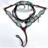 Turquoise Western Saddle Horse Headstall Bridle Breast Collar Reins Tack Set Leather Floral Tooled Handmade Breastplate ME-HBC-101 (Cob) view 1
