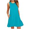 NATHGAM Summer Dresses for Women Casual Beach Sleeveless Sundress Solid Round Neck Tank Dress Loose Fit Tunic Workout Dresses Sky Blue view 1