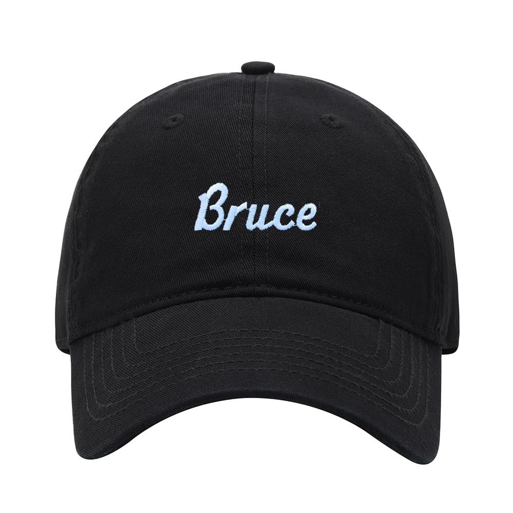 Baseball Cap Men Women Name Bruce Gift Embroidered Unisex Classic Adjustable Strapback Dad Hat (7 1/2,Black)