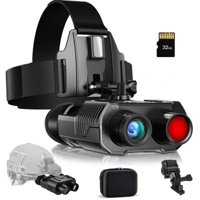 SUZLAZYR 4K Night Vision Goggles Head Mounted, 1312FT Night Vision Binoculars with 3D Vision Effect, 8 X Digital Zoom, Infrared Goggles for Adults, Include 32GB Cards