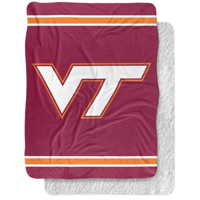 Virginia Tech Blanket, 60"x80" Primary Logo Stripes Silky Touch Sherpa Back Super Soft Throw Blanket