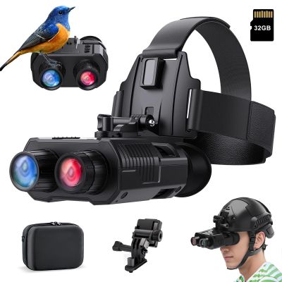 SUZLAZYR NV8000 Head-Mounted Night Vision Goggles, Rechargeable Hands Free 3D Night Vision Binoculars for Adults, 8X Digital Zoom, 32GB Cards for Save 4K Video and 36MP Photo