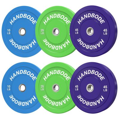 HANDBODE Bumper Plates Olympic Weight Plates, Colored Rubber plate for Weight Lifting and Strength Training 160LB