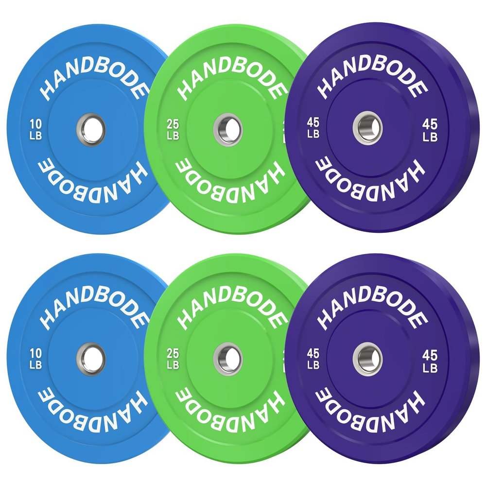HANDBODE Bumper Plates Olympic Weight Plates, Colored Rubber plate for Weight Lifting and Strength Training 160LB