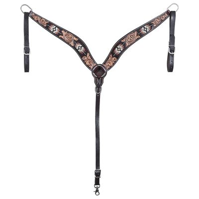 HILASON Western Horse Beaded Hand Tooled Genuine Leather Breast Collar Brown | for Horses