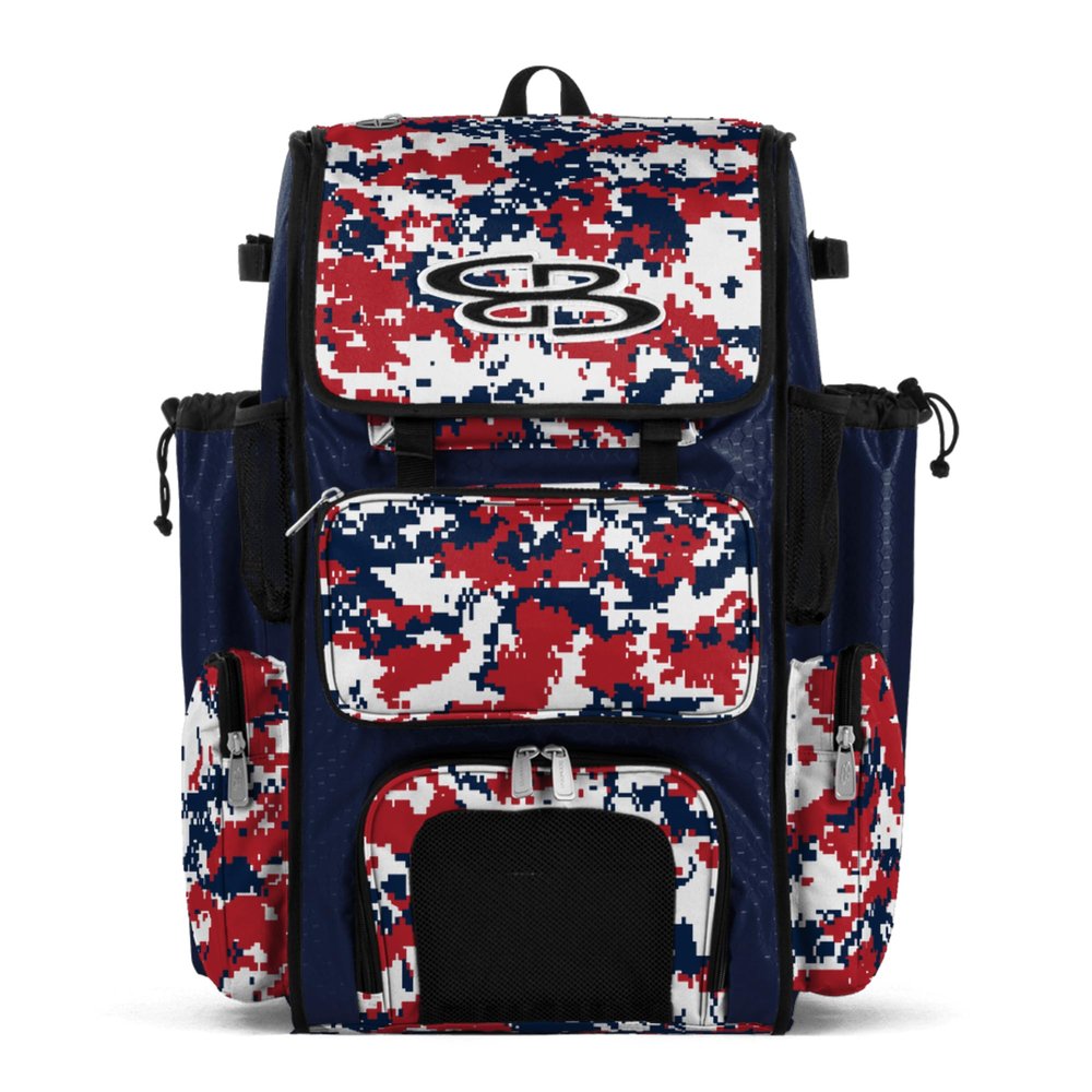Boombah Superpack Bat Pack - Backpack Version (no wheels) - BPSPCMC23 Digital Camo Navy/Red