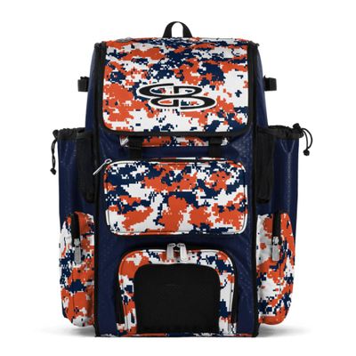 Boombah Superpack Bat Pack - Backpack Version (no wheels) - BPSPCMC23 Digital Camo Navy/Orange