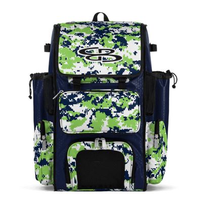 Boombah Superpack Bat Pack - Backpack Version (no wheels) - BPSPCMC23 Digital Camo Navy/Lime Green