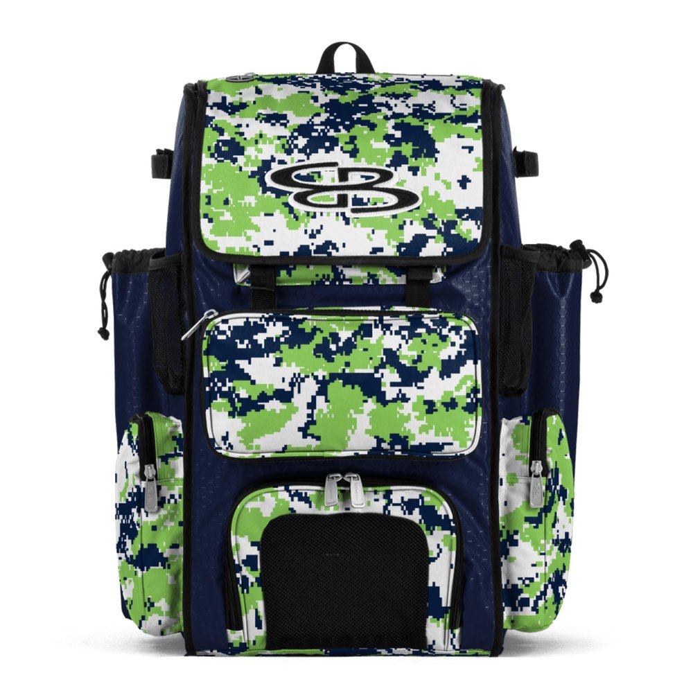 Boombah Superpack Bat Pack - Backpack Version (no wheels) - BPSPCMC23 Digital Camo Navy/Lime Green