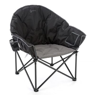 ARROWHEAD OUTDOOR Oversized Heavy-Duty Club Folding Camping Chair with Pocket, Cup Holder, Portable, Padded, Moon, Round, Saucer, Supports 330lbs, Carrying Bag