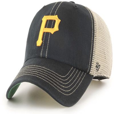 '47 MLB Trawler Team Color Mesh Trucker Clean Up Adjustable Hat, Adult One Size Fits All (Pittsburgh Pirates - Black)