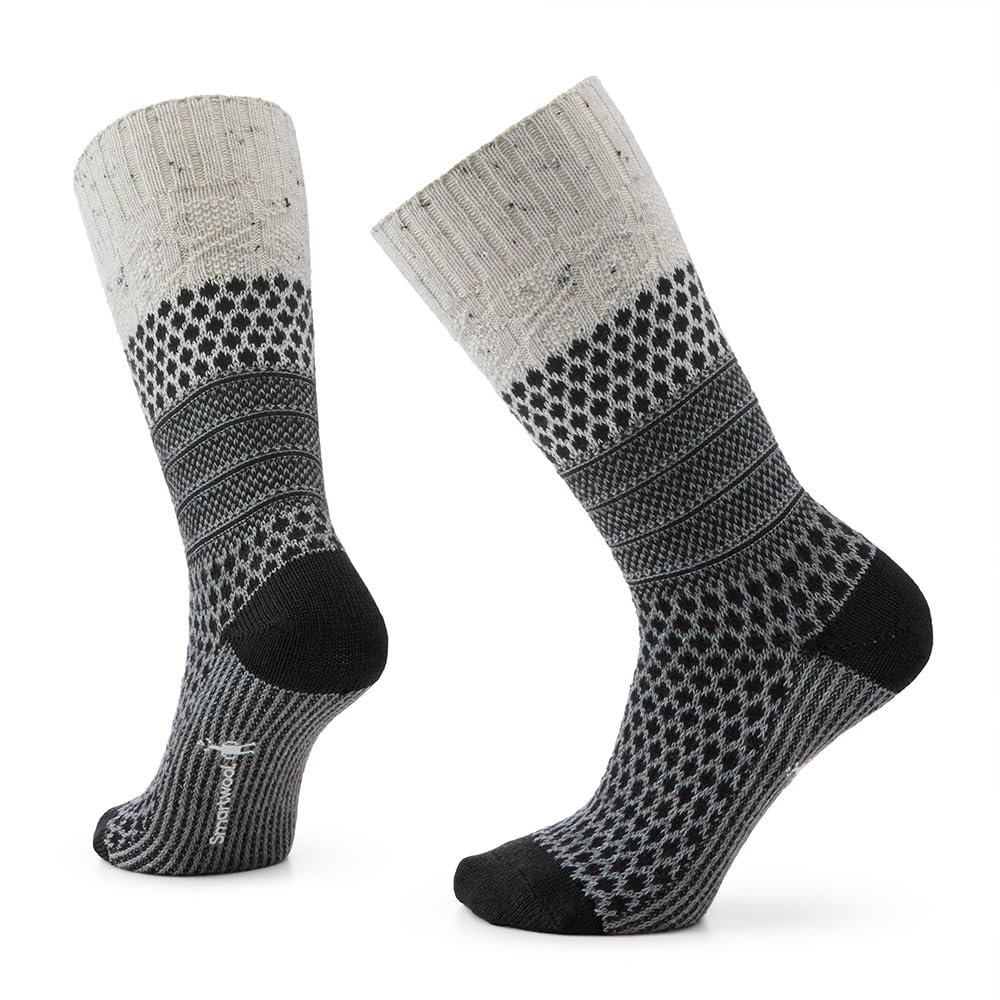 Smartwool Women's Everyday Cozy Popcorn Cable Crew Socks Natural Donegal X-Large