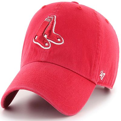 47 Brand MLB Alternate Color Primary Logo Clean Up Adjustable Baseball Cap Hat, Adult One Size Fits All - Boston Red Sox Red
