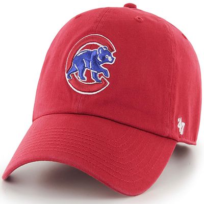 47 Brand MLB Alternate Color Primary Logo Clean Up Adjustable Baseball Cap Hat, Adult One Size Fits All - Chicago Cubs Red