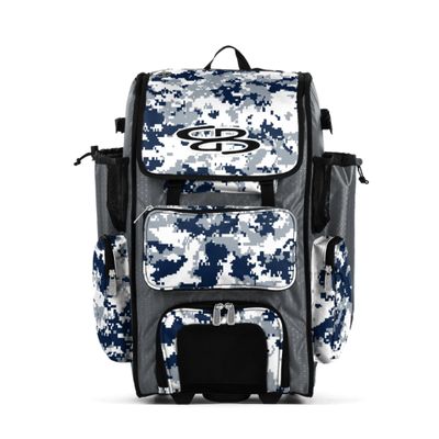 Boombah Rolling Superpack Hybrid Bat Pack PS-9051-3000C23 Digital Camo Gray/Navy - Wheeled & Backpack Version