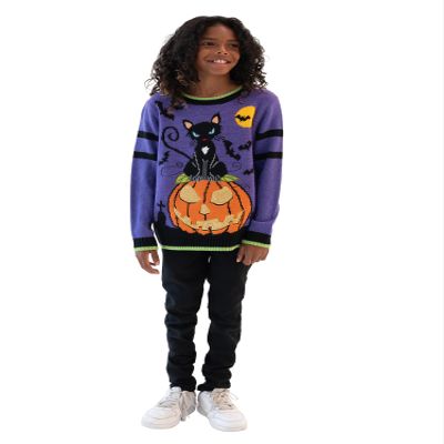 Blizzard Bay Boys Hallloween Crew Neck, Long Sleeve, Sweater, Purple Graveyard, Small