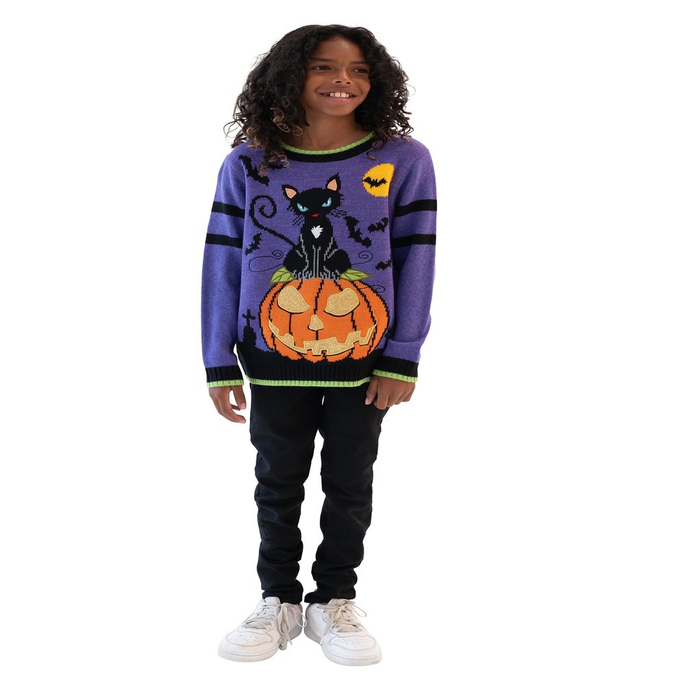 Blizzard Bay Boys Hallloween Crew Neck, Long Sleeve, Sweater, Purple Graveyard, Small