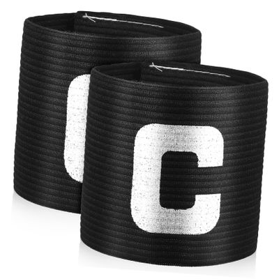 BESPORTBLE 2pcs Elastic Soccer Captain Armbands High-Visibility Leader Bands for Sports Players Hook and Design Comfortable Fit for Youth and Adults