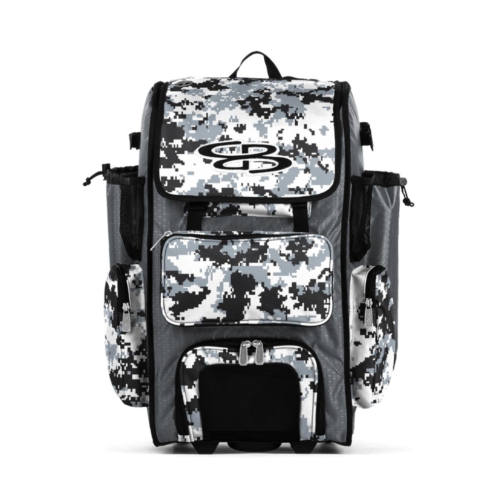 Boombah Rolling Superpack Hybrid Bat Pack PS-9051-3000C23 Digital Camo Gray/Black - Wheeled & Backpack Version