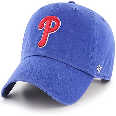 47 Brand MLB Alternate Color Primary Logo Clean Up Adjustable Baseball Cap Hat, Adult One Size Fits All - Philadelphia Phillies Blue