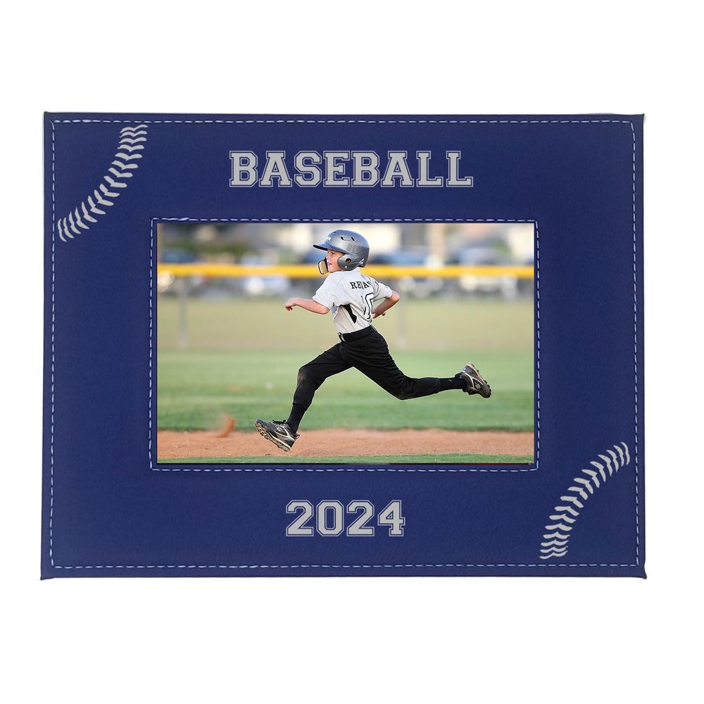 Baseball - High School/College/T-Ball/Little League Personalized Blue Laser Custom Engraved 8x10 Photo Picture Hanging Landscape Frame