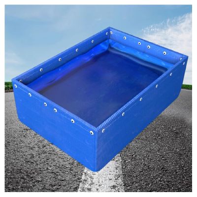 Thickened Folding Canvas Fish Pond, Portable Water Storage Containers Outdoor It Can Move Canvas Cistern With Drain Valve Large Plastic Aquaculture Water Tank Frame Not Included ( Color : Blue , Size