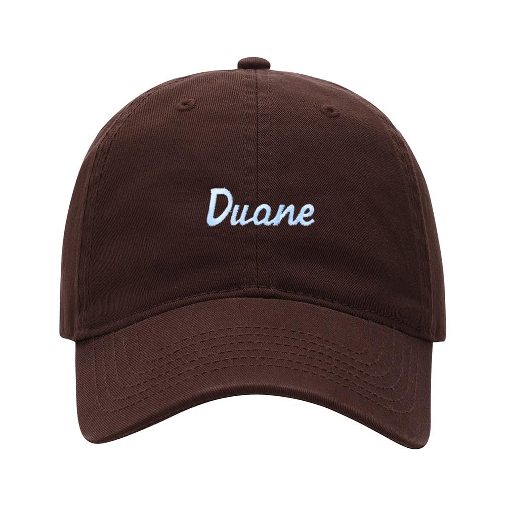 Baseball Cap Men Women Name Duane Gift Embroidered Unisex Classic Adjustable Strapback Dad Hat (7 1/2,Brown)