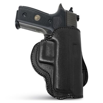 Black Genuine Leather OWB Holster for S&W M&P Full, Beretta 92FS, Taurus PT 92 Taurus PT24/7 - Resistant and Durable Leather Carry Holster - Comfortable Appendix - Maxx Carry Holsters