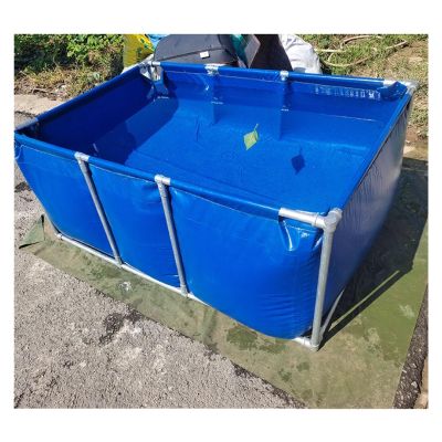 Thickened Folding Canvas Fish Pond, Portable Water Storage Containers Outdoor It Can Move Canvas Cistern With Drain Valve Large Plastic Aquaculture Water Tank Frame Not Included ( Color : Blue , Size