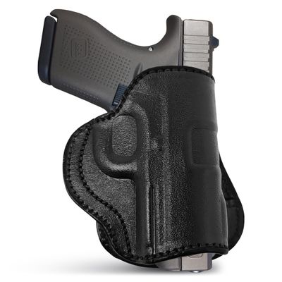 Black Genuine Leather OWB Holster for Ruger LC9, Khar 9 & 40's, SCCY, Glock 42 - Resistant and Durable Leather Carry Holster - Comfortable Appendix - Maxx Carry Holsters