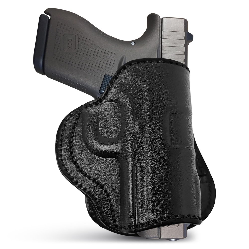 Black Genuine Leather OWB Holster for Ruger LC9, Khar 9 & 40's, SCCY, Glock 42 - Resistant and Durable Leather Carry Holster - Comfortable Appendix - Maxx Carry Holsters