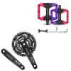 BUCKLOS MTB Crankset Square Taper with 22/24/26/32/38/42/44T Chainring Set and MTB Flat Nylon Bicycle Pedal with Large Platform -Non-Slip Colorful Pedals view 1