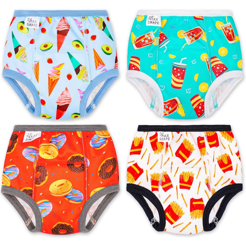 Max Shape 4 Packs of Potty Training Underwear for Girls with Supper Absorbent-Layer,Reusable Baby Toilet Training Pants Doughnut 2 Years
